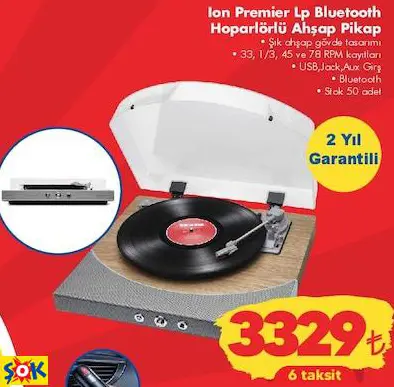 ION PREMİER LP BLUETOOTH HOPARLÖRLÜ AHŞAP PİKAP